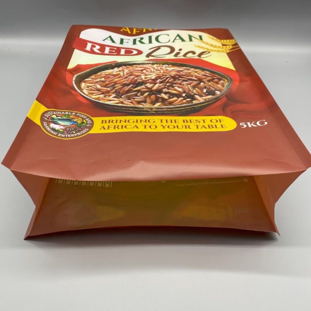 Rice packaging bags with rigid handle